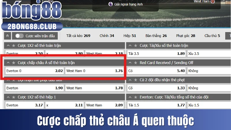 Kèo Thẻ Phạt Bong88 Là Gì? Loại Cược Cùng Cách Chơi Hiệu Quả 3 Cược chấp thẻ châu Á quen thuộc